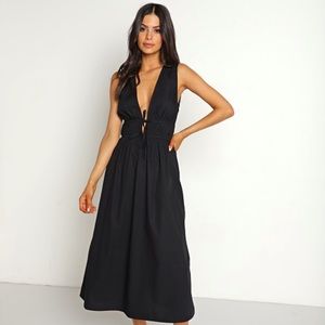 Faithfull the Brand Andressa black midi dress